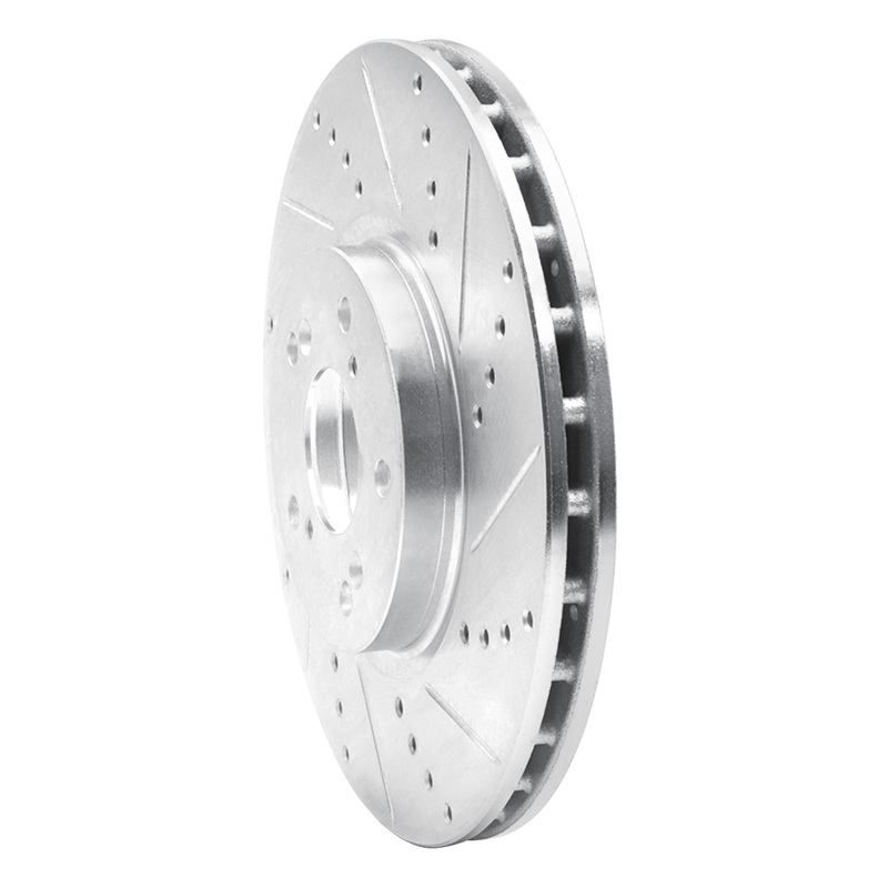 Acura TL Brake Rotor (1) - Front Right - R1 Concepts - Drilled & Slotted - Silver - `04-`08